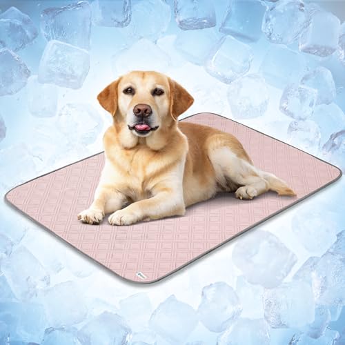 PetAmi Dog Cooling Mat, Waterproof Self Cooling Dog Pad with Non-Slip Backing, Q-Max >4.0 Pet Cooling Mat for Crate, Couch, Kennel & Car, Indoor Outdoor Summer Use, Pink, 40x60 - color: Pink, size: Large (40x60)