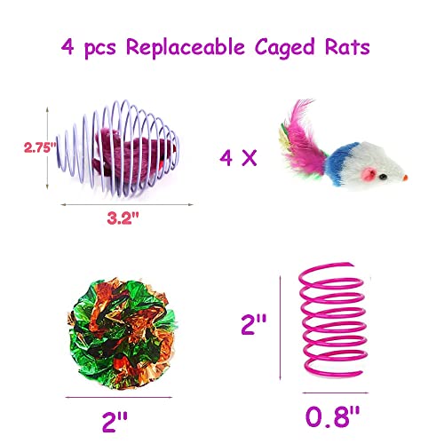 18 Pack Assorted Cat Metal Spring Balls Stretchable Large Cat Spiral Toy Crinkle Balls Interactive Kitten Rolling Coils Spring Inside Caged Rats Pet Supplies Indoor Outdoor Ferrets