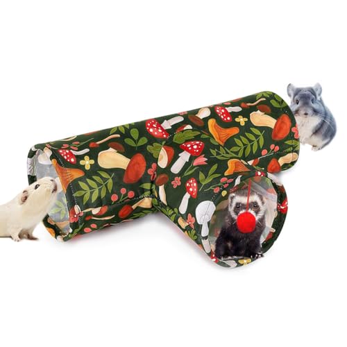 3 Way Washable Hideout Toys, Small Pet Tunnels and Tubes for Baby Rabbit Ferret Hamster Chinchilla Hedgehog Hiding and Resting (Mushroom) - color: Mushroom