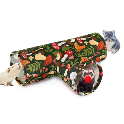 3 Way Washable Hideout Toys, Small Pet Tunnels and Tubes for Baby Rabbit Ferret Hamster Chinchilla Hedgehog Hiding and Resting (Mushroom) - color: Mushroom