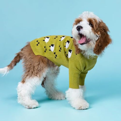 Fitwarm Funny Sheep Sweater, Thermal Winter Clothes for Small Dogs, Holiday Outfit, Pullover Jumper, Black, Green, White, Large - color: Sheep, size: Large