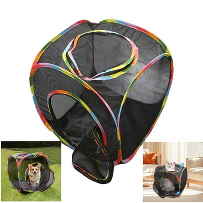 Cat Cube Tent, Rolling Cat Cube, Pop Up Mesh Cube for Cats, Pet Play Cubic Outdoor, Folding Pop Open Pet Animal Playpen, Ventilated Pet Playhouse for Puppy Kitten Bunny