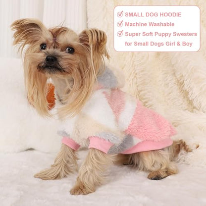 Dog Sweater for Small Dogs Hoodies， Winter Clothes Boy Girl Male Female，Fleece Hoodies Warm Pet Doggie Sweaters Coat Apparel - color: Pink Camo, size: XX-Small