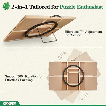 ALL4JIG 2000 Pieces 2-in-1 Tilting & Rotating Puzzle Board, 40.16" x 28.5"Adjustable Angle Puzzle Board with 4 Drawers & Clear Protective Cover, Birthday Gift for mom - color: Iron, size: Large-2000pcs