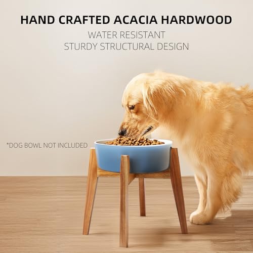 Elevated Dog Bowl Stand, Xlarge Raised Dog Bowl Station for Large Breed Pets, Dog Bowl Holder Fits Up to 11-inches Diameter 100 oz Bowl, for Water Fountain and Dishes, Acacia Wooden, Stand Only - color: XLarge - 1 Pack