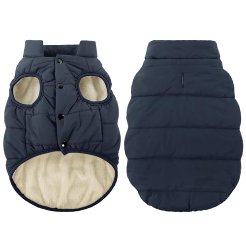 ASENKU Dog Winter Coat - Waterproof Windproof Dog Jacket, Warm Snowproof Doggie Puffer Vest for Cold Weather, Lightweight Snow Coats for Small Medium Large Dogs (S, Blue) - color: Blue, size: Small