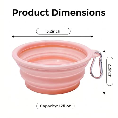 Collapsible Dog Bowls 2-Pack, Portable Travel Dog Bowl with Carabiner, Food-Grade BPA-Free Silicone Pet Food & Water Bowl for Dogs & Cats, Hiking Walking Camping (Pink and Blue) - color: Pink and blue