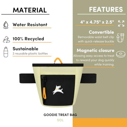 OllyDog Goodie Treat Bag, Dog Treat Pouch, Waist Belt Clip for Hands-Free Training, Magnetic Closure, Dog Training and Behavior Aids, Three Ways to Wear (Sol) - color: Sol