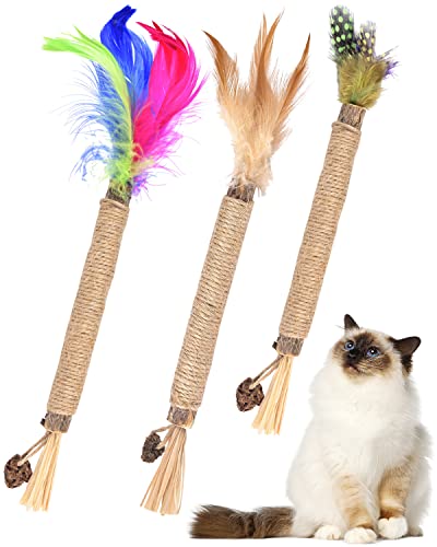 TINDTOP Silvervine Chew Sticks for Cats, Natural Catnip Chew Toys for Kittens Teeth Cleaning, Matatabi Dental Care, Increase Appetite, Calm Cat Anxiety and Stress, Cat Dental Toy (3 Pack) - color: 3 Pack
