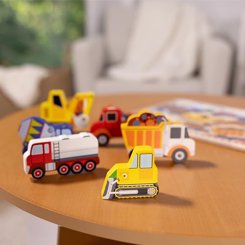 Melissa & Doug Construction Vehicles Wooden Chunky Puzzle (6 pcs) - FSC Certified - style: English Only