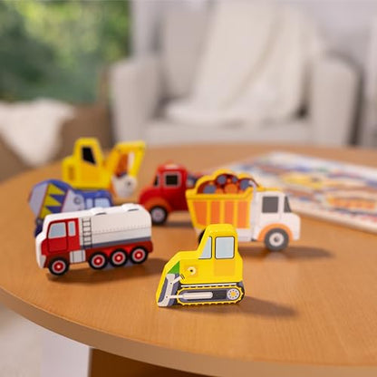 Melissa & Doug Construction Vehicles Wooden Chunky Puzzle (6 pcs) - FSC Certified - style: English Only