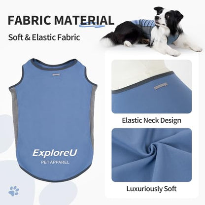 Dog Shirt, Cooling Vest Lightweight Breathable, Dog T-Shirts All-Season Sun Protection Quick Dry Soft Stretchy Reflective Tank Top - Small Medium Large Dogs (Misty Glade+Water Drop, Large) - color: Misty Glade+Water Drop, size: Large (44-55lbs)