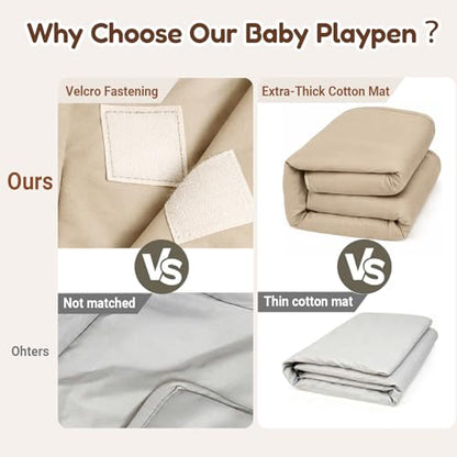 Foldable Baby Playpen with Mat, Foldable Baby Fence Play Yards for Babies and Toddlers, Play Pen with Breathable Mesh and Anti-Fall Pads (71"×79") - size: 71"×79"