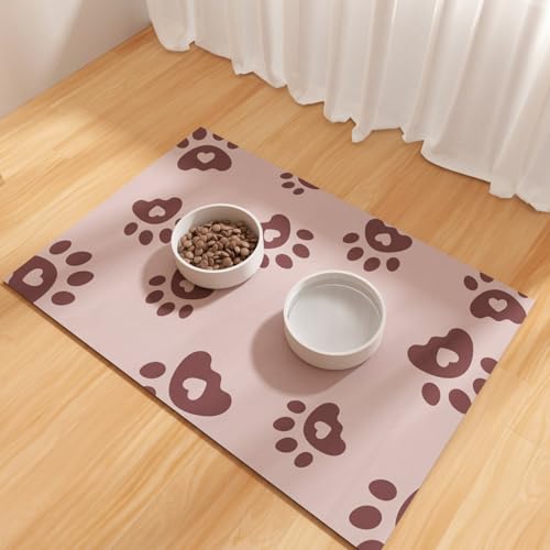 BLESWIN Pet Feeding Mat 17"x28", Absorbent Pet Food Mat, Dog Food Mat Large, Rubber Dog Mats are Non-Slip and Waterproof to Protect Floors, Mat for Cat Food and Water Bowls, Cat Feeding Mat, Pink - color: Pink, size: 17"x28"