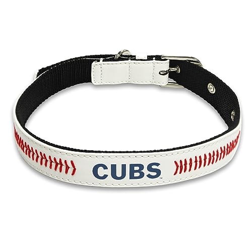 MLB Dog Collar Chicago Cubs New Signature PRO PVC-Leather Premium Pet Collars Extra Tough & Durable! Super Stylish! Size: Small Adjustable 12-15" Length x 0.75" Width - color: Chicago Cubs, size: Small