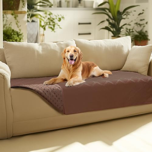 Luciphia 100% Waterproof Couch Cover Blanket for Dogs Anti-Slip Pet Couch Protector Sofa Mat Puppy Cat Blanket with Non-Slip Bottom, Coffee Brown, 30x70 Inch - color: Coffee+brown, size: 30" x70"