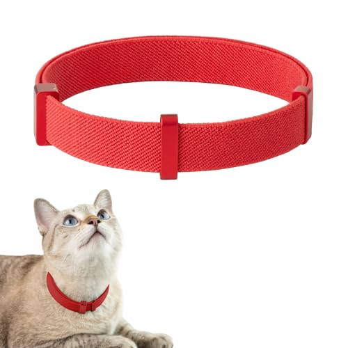 Safety Cat Collar Pro - U.S. IDA Gold Awarding Design, Elastic Quick Release Cat Collar with Buckle Non Breakaway - Lightweight for Kitten All Small Large Cats (Vivid Red, M 7.9-15.7") - color: Vivid Red, size: M 7.9-15.7"