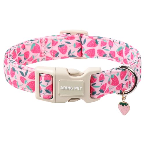 ARING PET Strawberry Dog Collar, Cute Spring Summer Pink Puppy Pet Collars for Small Medium Large Female Girl Dogs-XS - color: Strawberry Pink, size: X-Small