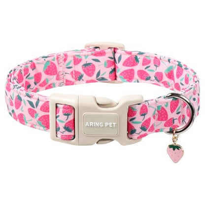 ARING PET Strawberry Dog Collar, Cute Spring Summer Pink Puppy Pet Collars for Small Medium Large Female Girl Dogs-XS - color: Strawberry Pink, size: X-Small
