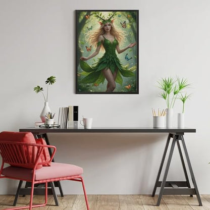 Green Elf Girl 1000-Piece Wooden Jigsaw Puzzle, Whimsical Elf Illustration, Relaxing Indoor Activity, Creative Puzzle Challenge - color: #3