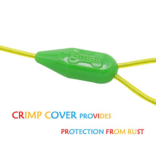 Petest 25ft Tie-Out Cable with Crimp Cover for Small Dogs Up to 35 Pounds - color: Green & Yellow, size: 35lbs25ft