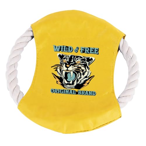Cotton Rope Flying Disc - Durable & Safe Dog Chew Toy, Non-Toxic Interactive Frisbee for Beach, Park, Backyard Play, Ideal for Medium/Large Dogs - color: Yellow, size: WILD & FREE
