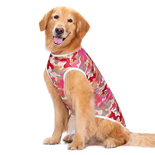 HDKUW Pet Clothes,Dog Summer T-Shirt Cool Breathable Sunscreen Dog Vest Clothes Outfit Costume for Medium Large Dogs Red Camouflage 4XL - color: Red Camouflage, size: 4XL