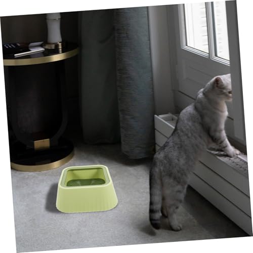 YARNOW Pet Water Bowl Floating Mechanism Spill Drinking Bowl for Small Pets Plastic Design Encourages Hydration Easy to - color: Green