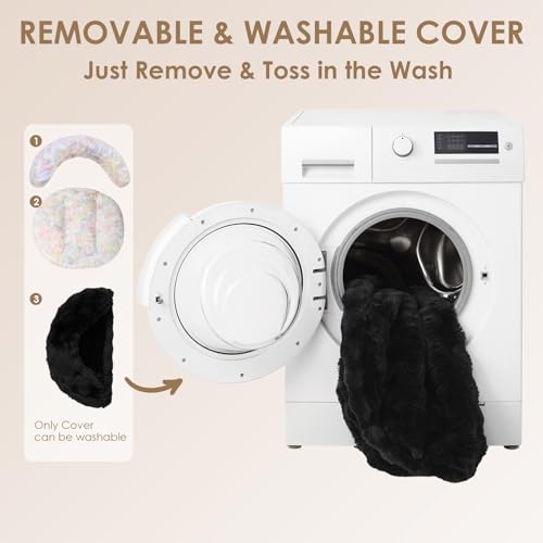 EHEYCIGA Dog Bed Medium Size Dog, Fluffy Small Dog Couch with Removable Washable Cover, Bolster Pet Sofa, Waterproof and Non-Slip, 30" x 30"x 8.5", Black - color: Black, size: 30"L x 30"W x 8.5"Th