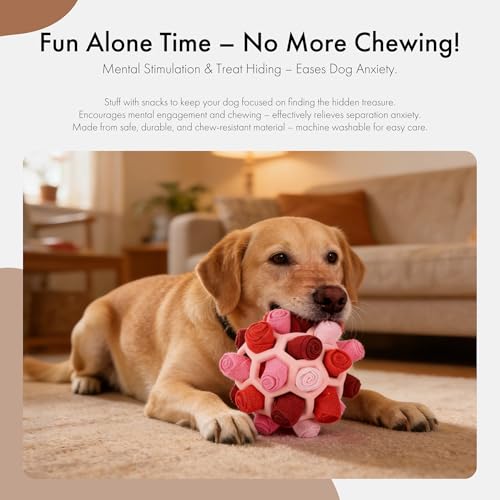 Mira's Pocket Dog Snuffle Ball Toy, Mental Stimulation Chew Toy for Dogs & Cats, 6 inches Licking Mat Treat Dispensing Ball with Hollow Design, Slow Feeder for Fast Eaters (Pink) - color: Pink