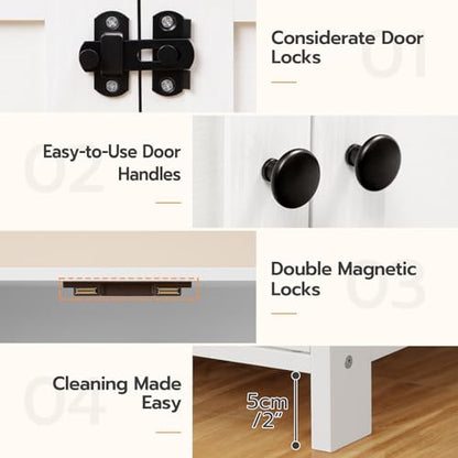 HOOBRO Litter Box Enclosure, Cat Litter Box Furniture with Removable Divider, Large Hidden Litter Box Furniture, Wooden Cat House, End Side Table, 31" L x 17.5" W x 19.7" H, White WT03MW01G2 - color: White
