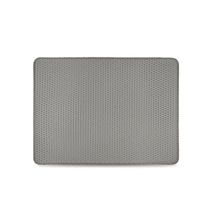 Cat Litter Mat Double Layer Waterproof – Large Litter Trapping Mat for Litter Box, Non-Slip, Easy to Clean, Soft Paw-Friendly EVA, 12x12 in, Gray