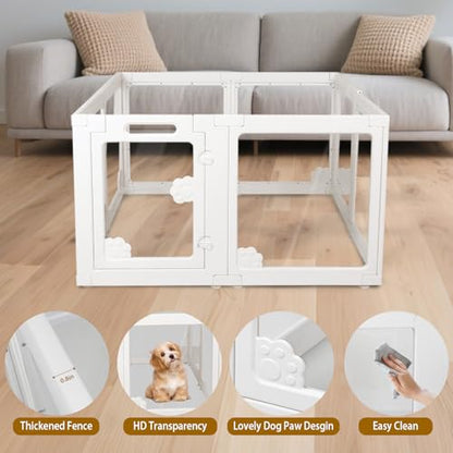 Clear Acrylic Dog Playpen Indoor with Door - Easy to Assemble Foldable Pet Playpen for Small Dogs, Cats, Rabbits, Ferrets - Small Animal Whelping Crate Kennel Fence - color: 8