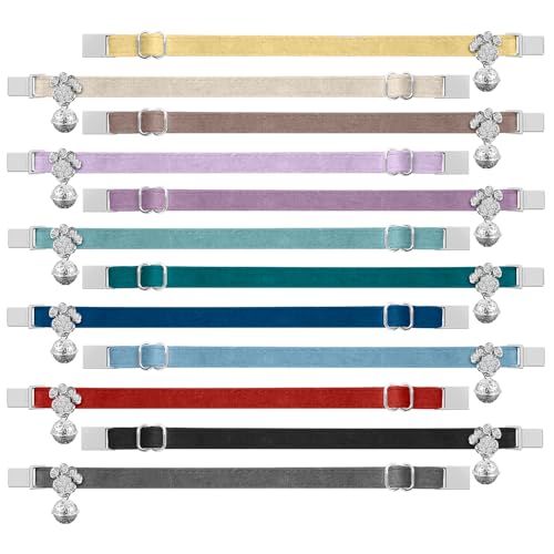 Personalized Breakaway Cat Collars - Magnetic Buckle, Bell - Safety Quick Release, Customized for Girls & Boys Cats- (Velvet-Black) - color: Velvet-Black