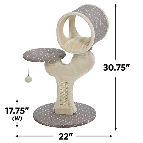 MidWest Homes for Pets Salvador Cat Tree with Built-in Sisal Scratching Pad & Cat Look-Out Lounge, Mushroom/Diamond Pattern - size: Salvador Cat Furniture, Mushroom Diamond Pattern