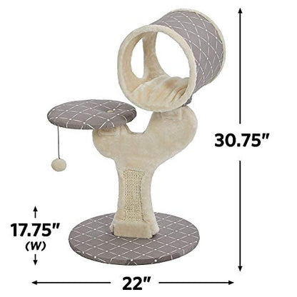 MidWest Homes for Pets Salvador Cat Tree with Built-in Sisal Scratching Pad & Cat Look-Out Lounge, Mushroom/Diamond Pattern - size: Salvador Cat Furniture, Mushroom Diamond Pattern
