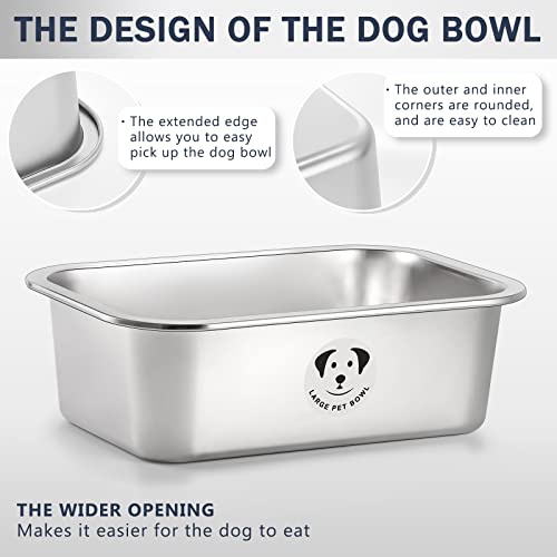 Stainless Steel Dog Bowls for Large Dogs, High Capacity Metal Dog Food Bowls, Food and Water Bowl for Larges, X-Large, and Big Dogs 1.25 Gallons - color: Stainless Steel-1.25 gallons