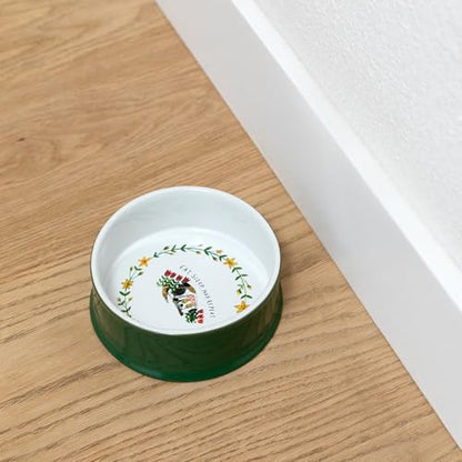 Fringe Studio EAT, Sleep, NAP Forest Small Ceramic Ridged Pet Bowl (5" Diameter x 1.75" H., 10 fl.oz.) Exclusive Artwork by Madison Safer, PetShop Collection (250002)