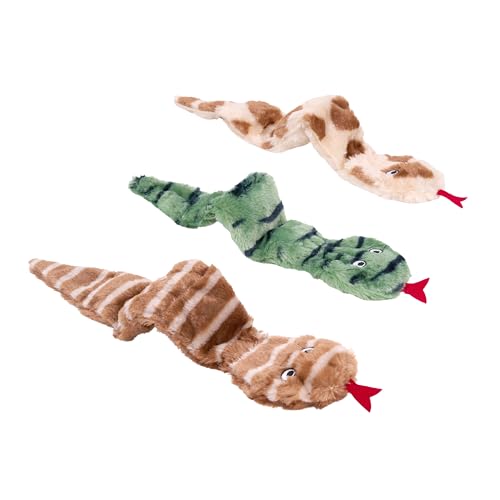 ZippyPaws Skinny Peltz - No Stuffing Dog Toy Pack to Keep Them Busy, for Medium and Large Dogs, Squeaky Pet Toys, Unstuffed Chew Toys, Soft Plush Variety Pack, Desert Snakes - 18" - style: Desert Snakes - Large (3-pack)