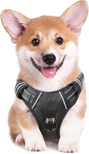 HEELE Dog Harness Dog Harness Small Dog No Pull Harness with Soft Handle Reflective Harness Adjustable, Black, XS - color: Black, size: XS