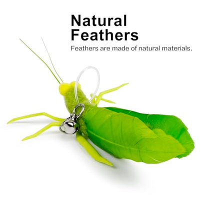 TTcat Cat Feather Toys, 3 Pcs Simulation Insects Dragonfly Grasshopper Refills, Cat Toys Replacement Feathers for Cat Kitten Wand. - color: 3Pcs (Dragonflys+Grasshopper)