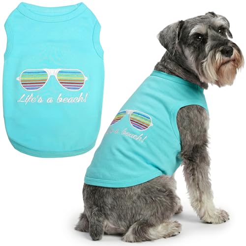 Parisian Pet Beach Dog Shirt – 100% Cotton Shirts for Large Dogs – Sleeveless Pet Vest – Lightweight and Breathable Dogs Apparel – Cute Summer Dog Clothes - Stretchy T Shirts for Pets - size: 2xl