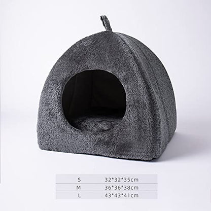 Eforcase Cat Cave Tent Bed - Foldable Covered House for Indoor Cats featuring Removable Cushion Pad - size: Medium