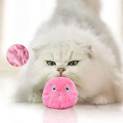 2 Pcs Speedy Tail, Interactive 2.0 Cat Toy Ball for Indoor, Automatic Speedy Sprint Balls and Chirping Ball, Self Play Hunting Rolling Kitty Kitten Catnip Exercise Toys - color: Blue+Pink