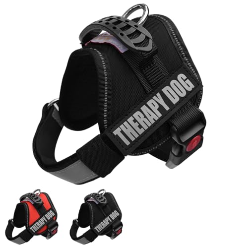 Albcorp Reflective Therapy Dog Vest Harness with 2 Removable Patches, Adjustable Woven Nylon, for Therapy Visits and Volunteer Programs, Black, Small - color: Black, size: S: 20''- 27'' Girth