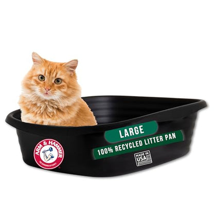 Arm & Hammer Simply Recycled Plastic Cat Litter Pan, Made in USA, Easy to Clean, Large Durable Litter Box, Black - style: Recycled