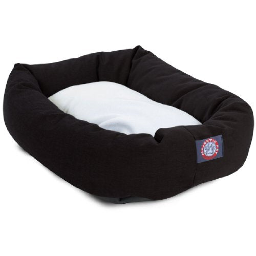 40 inch Black & Sherpa Bagel Dog Bed By Majestic Pet Products - color: Black