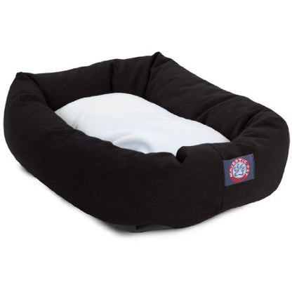 40 inch Black & Sherpa Bagel Dog Bed By Majestic Pet Products - color: Black