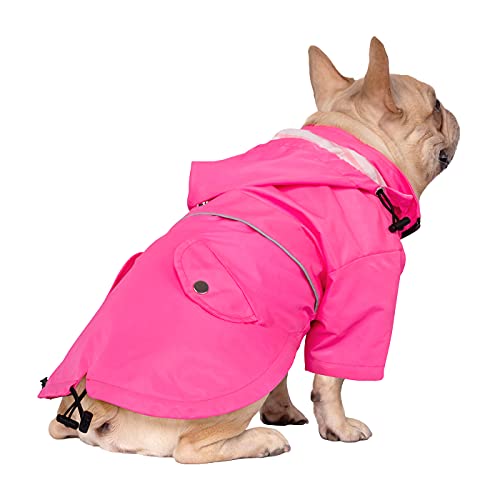 HDE Dog Raincoat Poncho Double Layer Zip Rain Jacket with Removable Hood, Leash Hole for Small to 3XL Dogs and Puppies Pink - S - color: Pink, size: Small