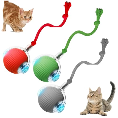 Interactive Cat Toy Balls, Interactive Cat Toys Balls for Indoor Cats 2026 New Motion Activated Cat Ball with 360° Smart Automatic Rolling Moving for Bored Kitten Pet Cats Dogs (3Color, 1pcs) - color: 3Color, size: 1pcs